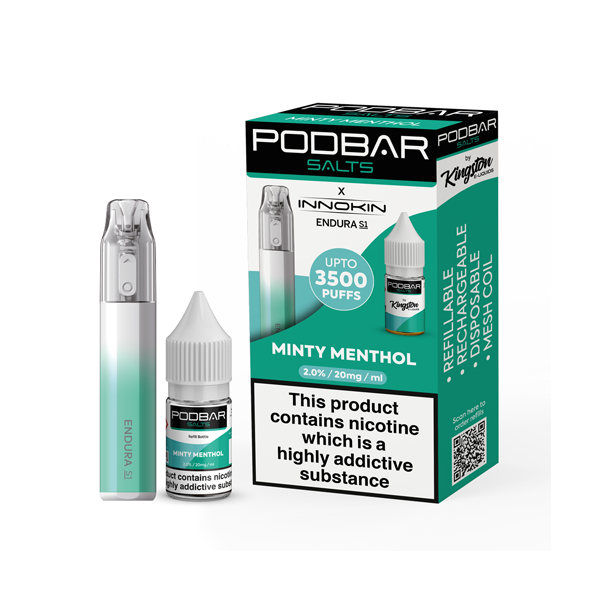 20mg Podbar Salts by Kingston x Innokin Endura S1 Disposable Vape Kit 3500 Puffs