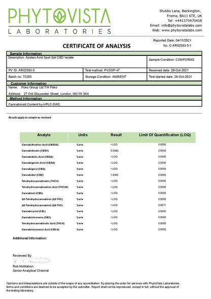 Poko 500mg CBD Azelaic Acid Spot Gel - 30ml