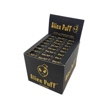 72 Alien Puff Black & Gold 1 1/4 Size Pre-Rolled Cones ( HP2550APC )