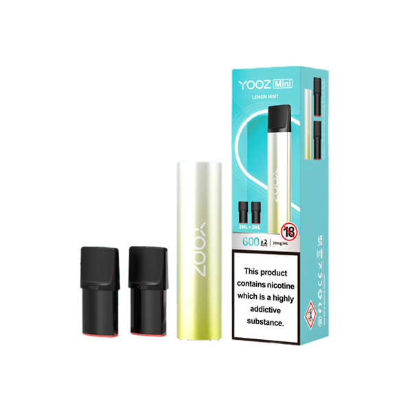 20mg Yooz Mini Rechargeable Device & Vape Pods x2 600 Puffs (BUY 5 GET 1 FREE)