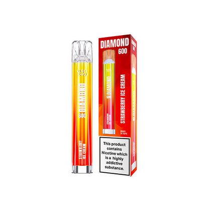 20mg Vapes Bars Diamond 600 Disposable Vape Device 600 Puffs