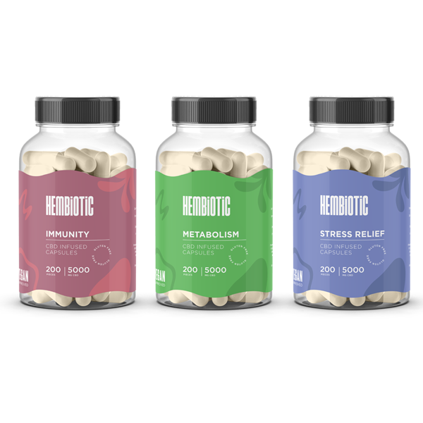 Hembiotic 5000mg Bulk Functional CBD Capsules - 200 Caps